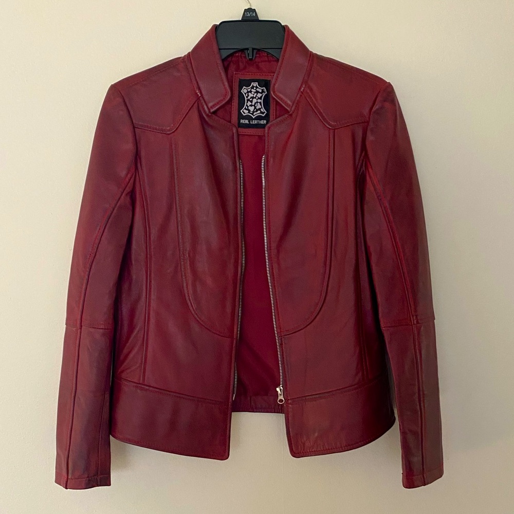 Premium Maroon Fitted Leather Jacket